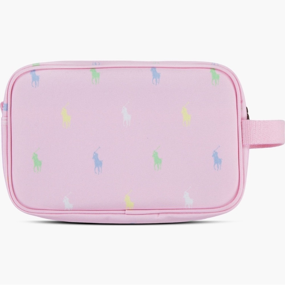 Ralph Lauren polo Pink Cosmetic Bag with Multicolor Logo